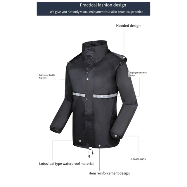 Ensemble Imperméable pour Homme Masque Imperméable Manteau de Pluie Extérieur Travail Randonnée Cyclisme Pêche Imperméable Manteau de Pluie Anti-Tempête, TTTG