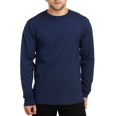 Hanes Long Sleeve Beefy T-Shirt Big Sizes, Navy, 2XLarge