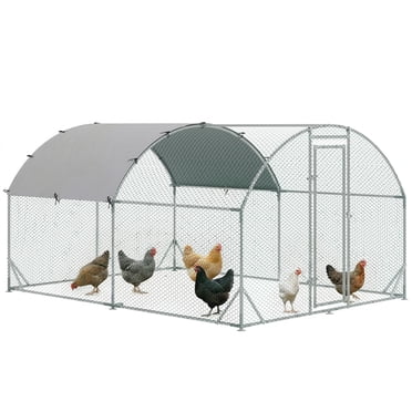 PawHut Galvanized Large Metal Chicken Coop Cage 9.2' x 12.5' x 6.5'