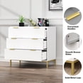 thumbnail image 3 of Eumyviv Chest of Drawers with Gold Handles Mid Century Modern 3-Drawer Storage Dresser for Bedroom Living Room, White H0074, 3 of 9