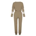 thumbnail image 5 of Posijego Ensemble Femme 2 Pcs Tenue Rayée Décontractée Manches Longues Col Ras du Cou Hauts Pantalons à Cordon Ensembles Détente P-5TG, 5 of 5