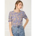 thumbnail image 2 of INSPIRE CHIC Haut Floral Élégant pour Femme à Manches Courtes Froncées, Coupe Régulière, 2 of 6