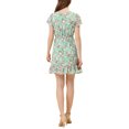 thumbnail image 3 of INSPIRE CHIC Women's Ruffle Sleeve Self-Tie V Neck Above Knee Ruffled A-Line Floral Chiffon Dress L Green, 3 of 7