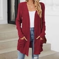 thumbnail image 2 of cfhntfmh Womens Casual Cardigan Ribbed Knit Open Front Long Cardigans Lounge Long Sleeve Sweater Outwear with Pockets, 2 of 4