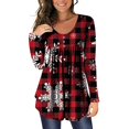thumbnail image 2 of MesaSe Femmes Col Rond Imprimé Tunique Tops Boutons Manches Longues Chemisier en Vrac, 2 of 6