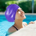 thumbnail image 1 of Meitianfacai Oversized Silicone Swimming Cap For Adults Large Head Coverage Waterproof Hair Protection Elastic Swim Cap For Long Thick Hair Pool Beach Use (Purple), 1 of 6