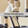 thumbnail image 3 of LEDREM 81.1-Inch Multi-Level Cat Tree Tower with 13 Scratching Posts, 2 Perches & Hammock - Plush Cat Condo for Large Cats, Anti-Tip Design, Smoky Grey, 3 of 6