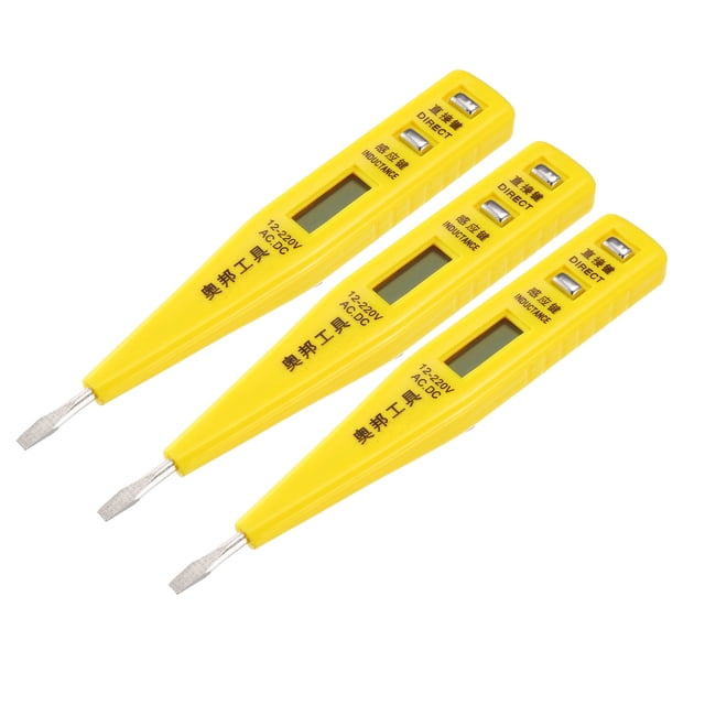 Unique Bargains Contact Digital Voltage Tester, AC/DC LCD Electric Test Pen Circuit Detector 12-220V 3pcs