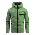 thumbnail image 1 of Lovzfmll Men's Hooded Rain Jacket Waterproof Workwear Utility Green, M, 1 of 3
