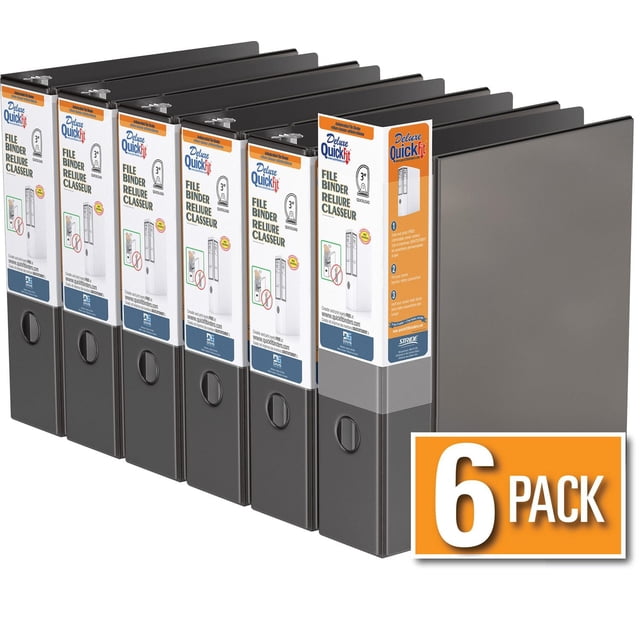 QuickFit® Heavy Duty File Binder, Quickload D Ring, 6 Pack, 3"