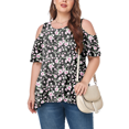 thumbnail image 2 of CHUANK Women‘s Plus Size Cold Shoulder Tunic Top Summer Short Sleeve Blouse, 2 of 7