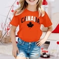 thumbnail image 2 of T-shirt à Manches Courtes pour Filles de la Fête du Canada, Col Rond d'Été, Coupe Décontractée, Chandails de Base, 2 of 4