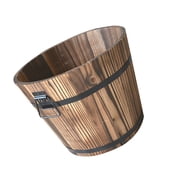 Patio Wooden Barrel Planter Flower Cactus Plant Bucket Pot Decor 10cm