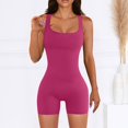 thumbnail image 2 of AherBiu Workout Bodysuits for Women Square Neck Sleeveless Compression Gym Yoga Short Jumpsuits Rompers, 2 of 7