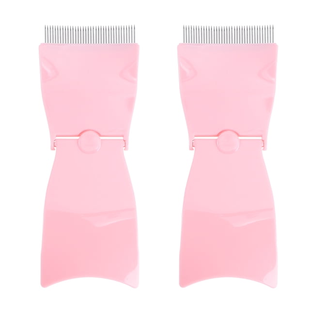 Miangastore 2PCS Eyebrow Comb Folding Steel Needle Brow Comb Portable Steel Needle Brow Comb Compact Brow Row Comb Practical Eyebrow Grooming Tool for Woman Lady Use Pink