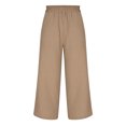 thumbnail image 4 of RKSTN Womens Pants Multiple Solid Color Cotton Linen Loose Casual Wide Leg Capris Loose Comfortable Pants, 4 of 5