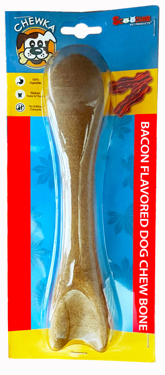 Large Chewka Bone Bacon Carded 7.7 Ounces