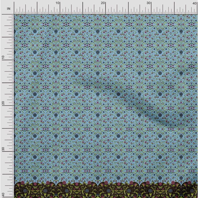 Soimoi Georgette Viscose Fabric Floral & Leaves Panel Print Fabric by Yard 42 Inch Wide