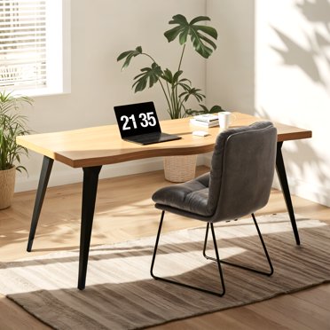 Homy Casa Computer Desk with Live Edge Perfect for Home Office PC Workspace, Natural