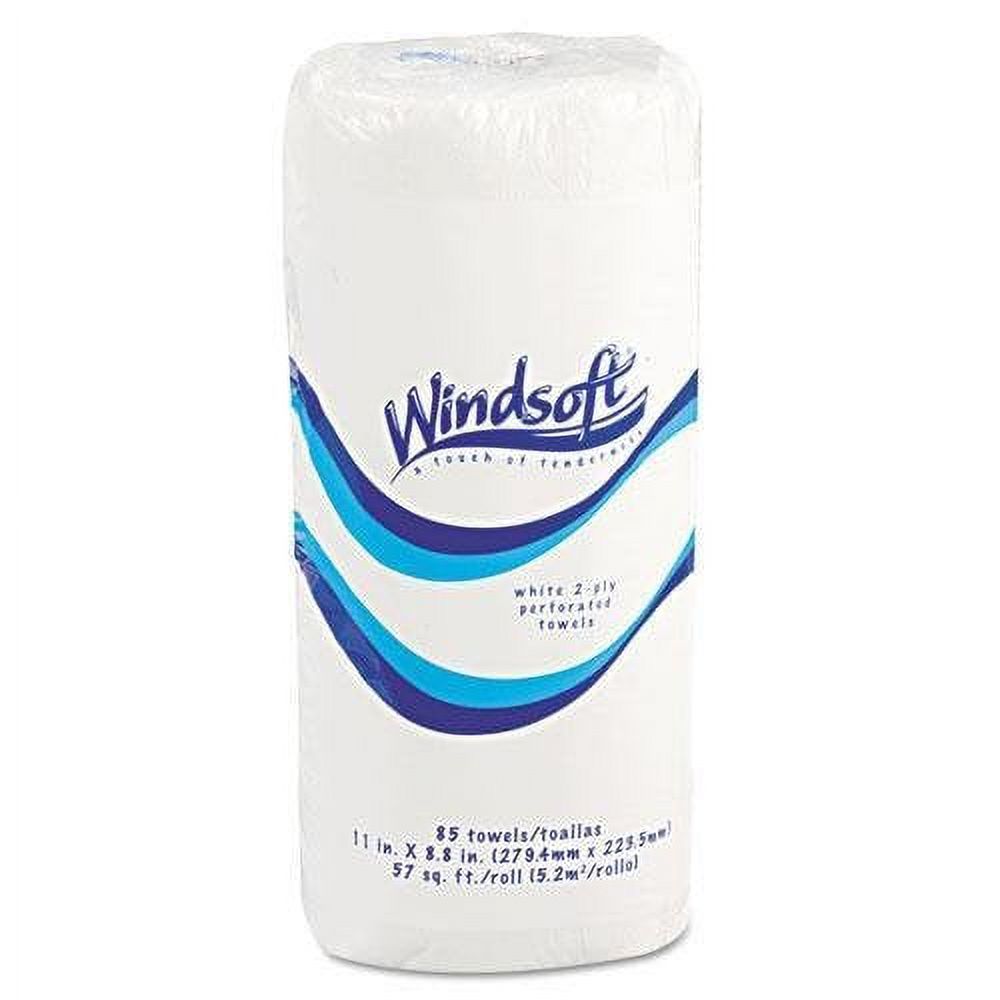 Windsoft Perforated Paper Towel Rolls, 11" x 8 4/5", White, 85/Roll, 30/Carton