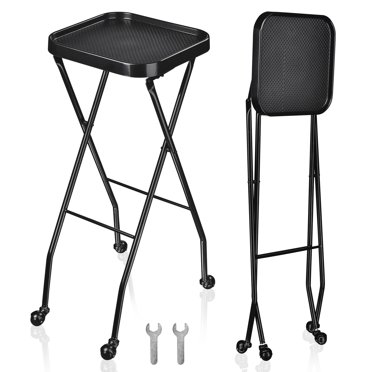 Byootique 2 Packs Salon Folding Rolling Tray Beauty Station Trolley Storage Cart Barber