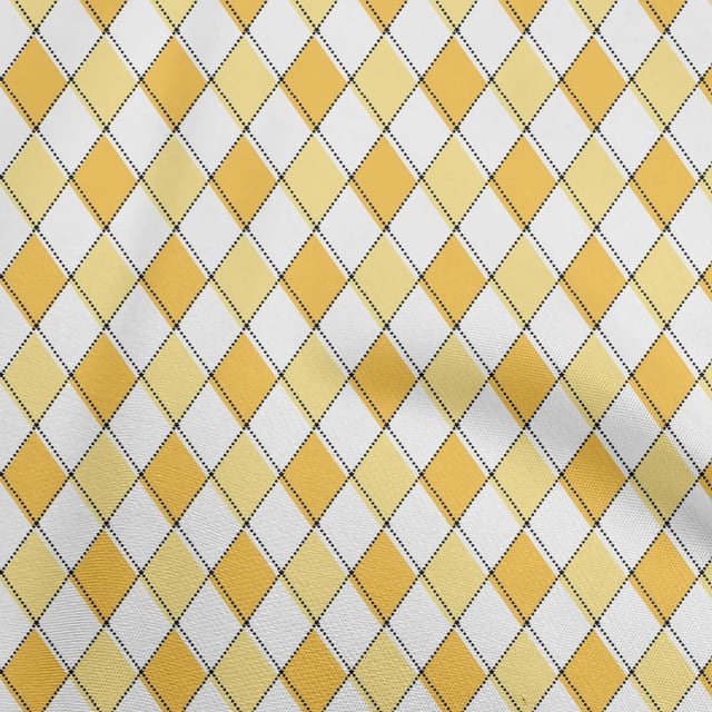 oneOone Polyester Spandex Yellow Fabric Argyle Craft Projects Decor Fabric Printed By The Yard 56 Inch Wide