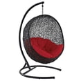 thumbnail image 2 of Modway Chaise Longue Balançoire d'Extérieur en Rotin pour Patio, Rouge/noir, 2 of 10