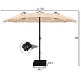 thumbnail image 2 of Costway 15Ft Patio Double-Sided Solar LED Market Umbrella Crank Base Beige, 2 of 9