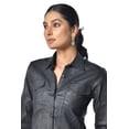 thumbnail image 1 of Chemise en Cuir Noire pour Femme, 1 of 9