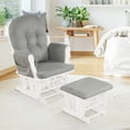 thumbnail image 3 of Patiojoy Fauteuil Berçant Chaise de Nurserie pour Bébé Fauteuil à Bascule avec Ottoman et Pochette de Rangement Gris Pâle, 3 of 6
