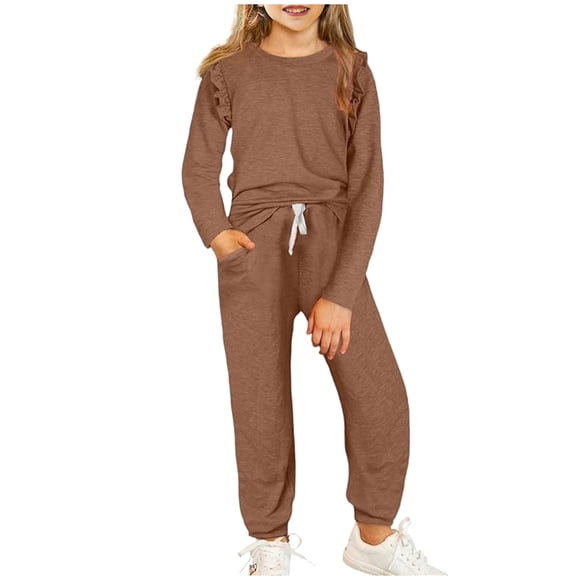 Erwazi Ensembles pour Filles Enfants Vêtements Mignons T-Shirt à Manches Longues et Pantalon Ensemble Automne Ensembles de Vêtements pour Filles 4-13 Ans