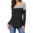 thumbnail image 3 of Unique Bargains T-Shirt Casual à Manches Longues à Col en V pour Femmes, 3 of 7