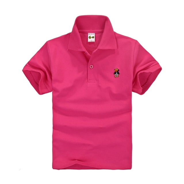 Polos pour Garçons, Polo Rose Vif, T-Shirt à Manches Courtes pour Garçons, T-Shirts pour Tout-Petits, Polos de Collation des Grades, T-Shirts de Rugby, Tenue pour Garçons 7-8 Ans