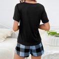 thumbnail image 4 of Besolor Ensembles Détente d'Été 2 Pcs pour Femmes, Décontractés, à Carreaux, Col Ras du Cou, Manches Courtes, Hauts et Shorts, Ensembles de Pyjama, Vêtements de Nuit, 4 of 6