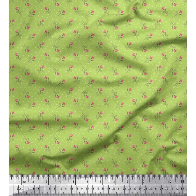 Soimoi Modal Satin Fabric Swirl,Triangle & Floral Artistic Printed Fabric 1 Yard 42 Inch Wide
