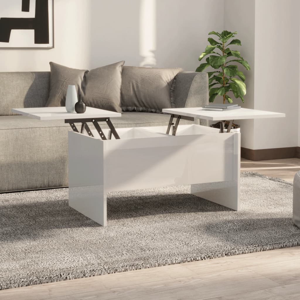 vidaXL Coffee Table High Gloss White 80x50x42.5 cm Engineered Wood