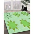 thumbnail image 3 of Ahgly Tapis d'Intérieur Lavable en Machine Carré Vert Clair, 5 Pieds Carré, 3 of 7