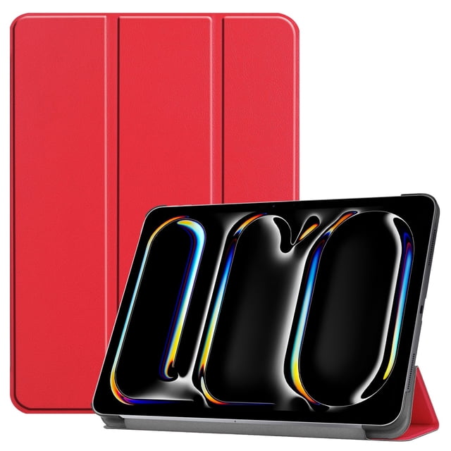 PANDACO Étui Folio en Cuir Rouge avec Couverture Intelligente pour iPad Air 13 Pouces (2024-2025)