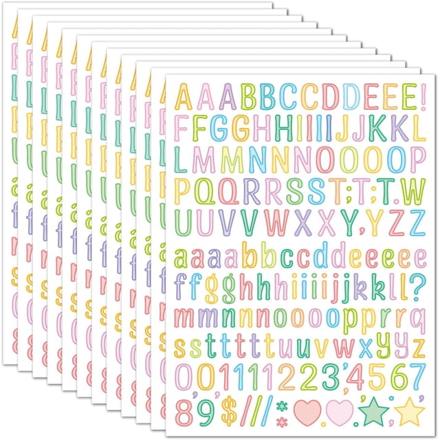 20-Sheet Pack of Small Letter Stickers — Artistic-Font Black Vinyl Self-Adhesive Letters & Numbers, Suitable for Various Crafts, Outdoor Signage, Mailboxes, Windows, Doors, Cars, and Poster Boards.