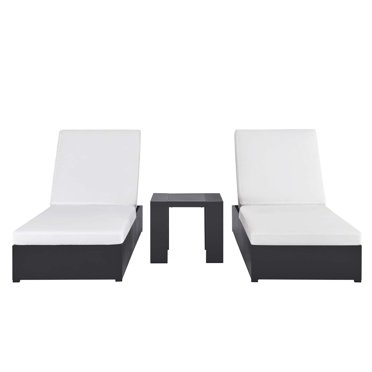 Modway Tahoe 3-Piece Chaise Lounge Set in Gray White