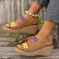 thumbnail image 1 of Styesk Womens Sandals Women's New Summer Large Size Mixed Color Muffin Fish Mouth Platform Wedge Sandals, 1 of 8