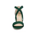 thumbnail image 2 of BLISSFUL STEP Women's Open Toe Cross Strap Mid Block Heel Sandals Green 7, 2 of 8