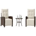 thumbnail image 1 of vidaXL 3 Piece Bistro Set with Cushions Brown Poly Rattan, 1 of 5