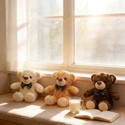 Sentmoon Plushies Plush Toys for Kids Bow Ties Teddy Bear Doll Originality Furry Toys Cute Rose Furry Bear for Girlfriend Birthday Gift