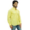 thumbnail image 3 of Atasi Kurta Ethnique pour Homme Jaune Col Mandarin Tunique en Coton Chemise-Grand, 3 of 6