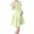 thumbnail image 1 of Robe de Maternité pour Femmes, Couleur Unie à Col Rond et Manches Courtes, Coupe Ample et Confortable, Robe de Grossesse pour le Quotidien et les Photos de Maternité, 1 of 5