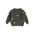thumbnail image 1 of FOCUSNORM Chandail d'Automne pour Tout-Petite Fille Bébé, Motif Jacquard de Fleurs Manches Longues Col Rond Tricot, 1 of 9