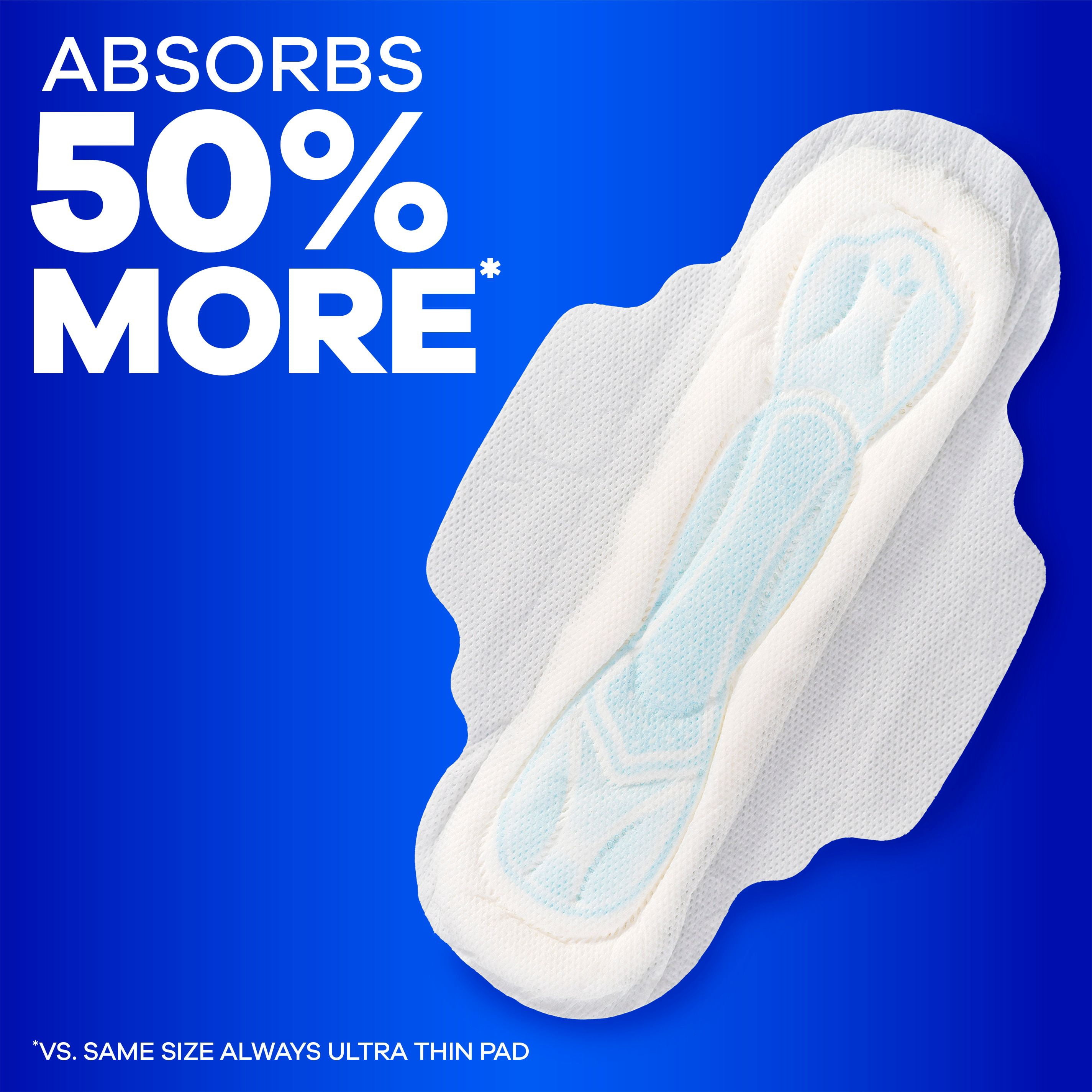 Always Maxi Feminine Pads with Wings for Women, Size 2, Long Super Absorbency, Unscented