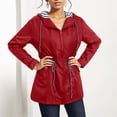 thumbnail image 4 of Kcodviy Manteau de Pluie pour Femmes avec Imperméable pour Femmes avec Capuche Léger à Manches Longues Manteau de Randonnée Coupe-Vent Léger à Fermeture Éclair Imperméable à Cordon pour Femmes Imperméable avec Poches, 4 of 6