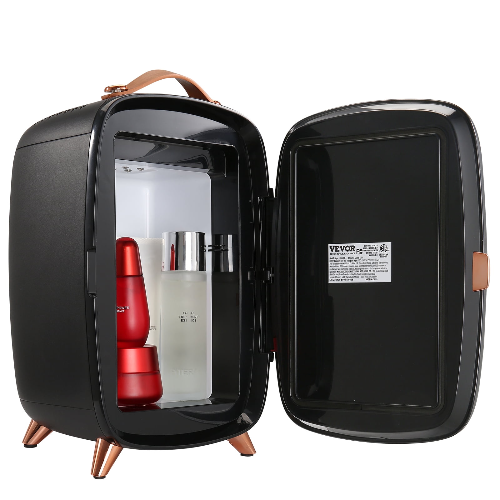Vevor Mini Fridge, 6L Skincare Fridge with LED light and HD Mirror, AC/DC Makeup Fridges for Skin Care, Cosmetic Storage